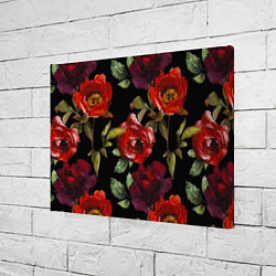 Холст прямоугольный Цветы Нарисованные Розы На Чёрном Фоне, цвет: 3D-принт — фото 2