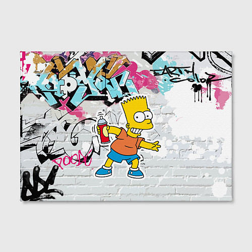 Картина прямоугольная Барт Симпсон на фоне стены с граффити / 3D-принт – фото 2