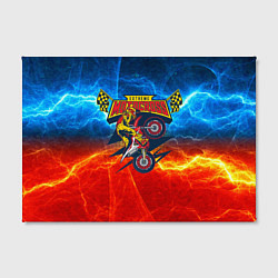 Холст прямоугольный Extreme motocross: мотоциклист на фоне огня, цвет: 3D-принт — фото 2