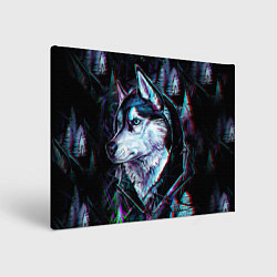 Холст прямоугольный Волк - глитч, цвет: 3D-принт