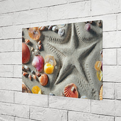 Холст прямоугольный Звезда из песка, ракушки и две жемчужины, цвет: 3D-принт — фото 2