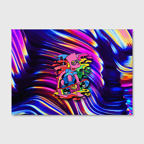 Картина прямоугольная Скейтбордист Барт Симпсон на фоне разноцветных кля / 3D-принт – фото 2