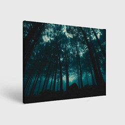 Картина прямоугольная Тёмный лес на закате