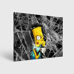 Картина прямоугольная Барт Симпсон разбил из рогатки стекло