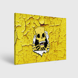 Холст прямоугольный Скелет Барта Симпсона разрывает штукатурку стены, цвет: 3D-принт