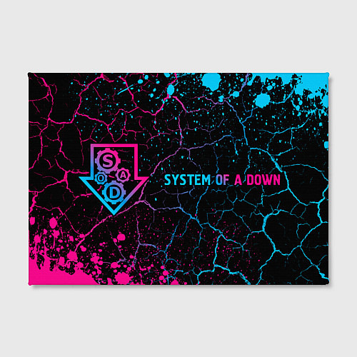 Картина прямоугольная System of a Down - neon gradient: надпись и символ / 3D-принт – фото 2