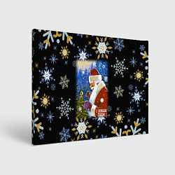 Холст прямоугольный Новый год дед мороз и птичка, цвет: 3D-принт