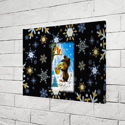 Холст прямоугольный Новый год мишка угощает белочек, цвет: 3D-принт — фото 2