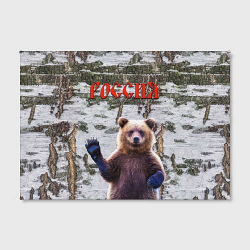 Картина прямоугольная Российский медведь на фоне берёзы / 3D-принт – фото 2