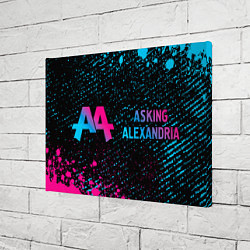 Холст прямоугольный Asking Alexandria - neon gradient: надпись и симво, цвет: 3D-принт — фото 2
