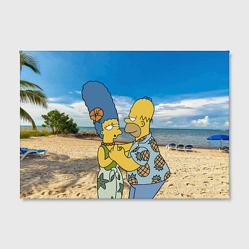 Картина прямоугольная Гомер Симпсон танцует с Мардж на пляже / 3D-принт – фото 2