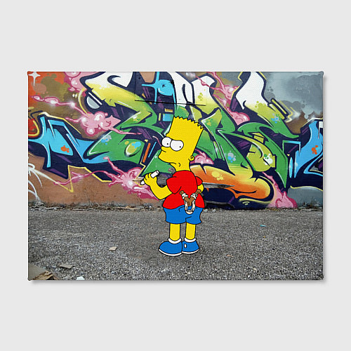 Картина прямоугольная Хулиган Барт Симпсон на фоне стены с граффити / 3D-принт – фото 2