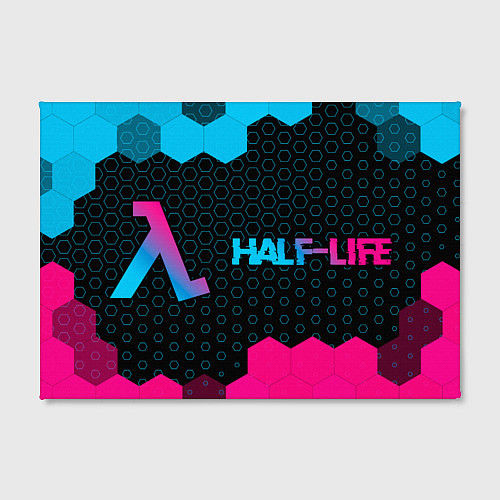 Картина прямоугольная Half-Life - neon gradient: надпись и символ / 3D-принт – фото 2