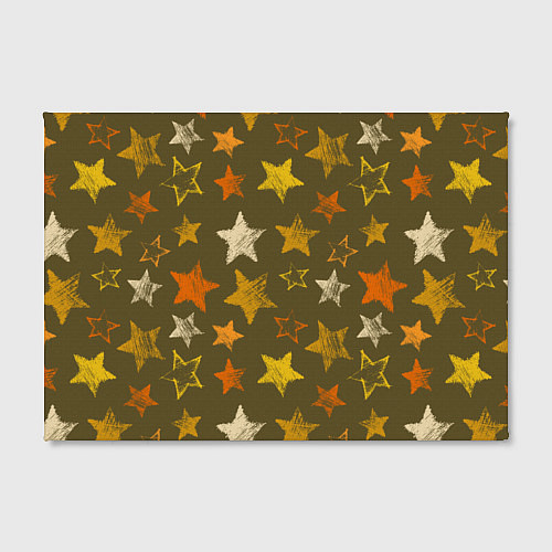 Картина прямоугольная Желто-оранжевые звезды на зелнгом фоне / 3D-принт – фото 2