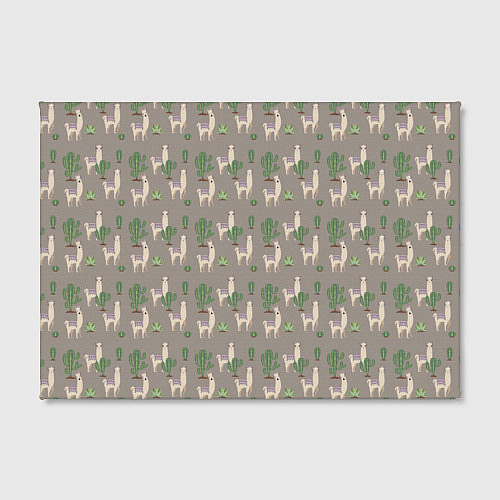 Картина прямоугольная Три забавных ламы среди кактусов / 3D-принт – фото 2