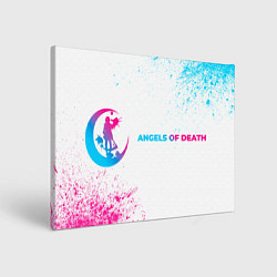 Холст прямоугольный Angels of Death neon gradient style: надпись и сим, цвет: 3D-принт
