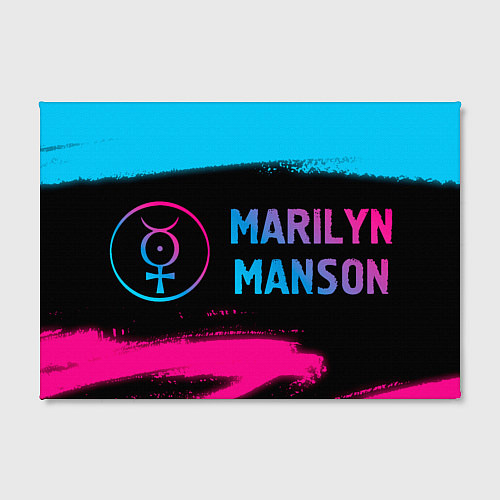 Картина прямоугольная Marilyn Manson - neon gradient: надпись и символ / 3D-принт – фото 2