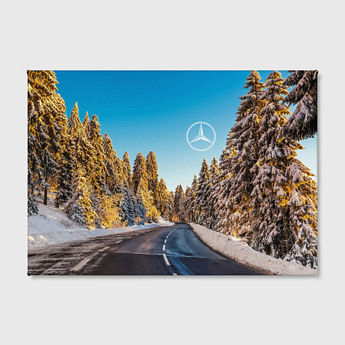 Картина прямоугольная Мерседес - зимняя дорога через лес / 3D-принт – фото 2