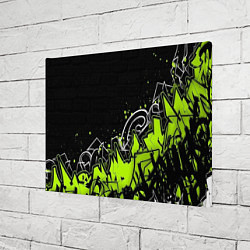 Холст прямоугольный Яркое граффити на черной стене, цвет: 3D-принт — фото 2