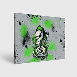 Холст прямоугольный Slipknot скелет green, цвет: 3D-принт