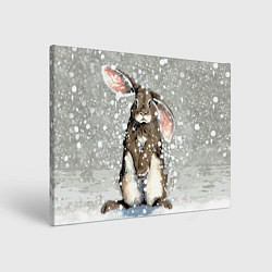 Холст прямоугольный Кролик Снежок Милый, цвет: 3D-принт