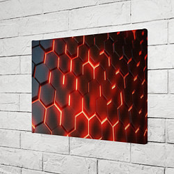 Холст прямоугольный Светящиеся красным светом шестиугольники, цвет: 3D-принт — фото 2
