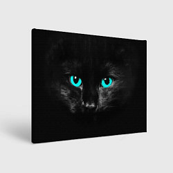 Холст прямоугольный Чёрный кот с бирюзовыми глазами, цвет: 3D-принт