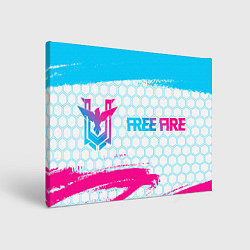 Холст прямоугольный Free Fire neon gradient style: надпись и символ, цвет: 3D-принт