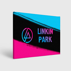 Холст прямоугольный Linkin Park - neon gradient: надпись и символ, цвет: 3D-принт