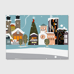 Холст прямоугольный Новогодний городок, цвет: 3D-принт — фото 2
