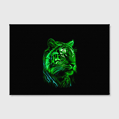 Картина прямоугольная Нейросеть: неоновый зелёный тигр / 3D-принт – фото 2