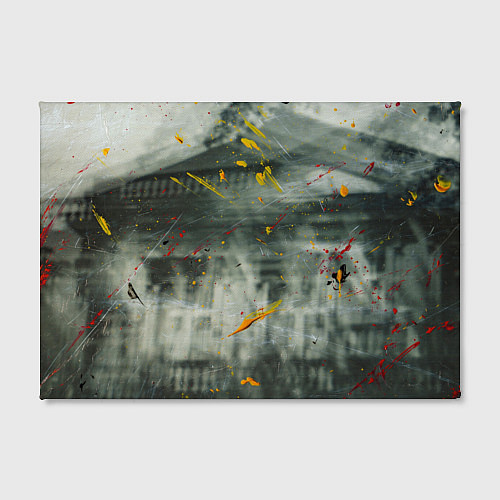 Картина прямоугольная Абстрактный силуэт дома и краски на поверхности / 3D-принт – фото 2