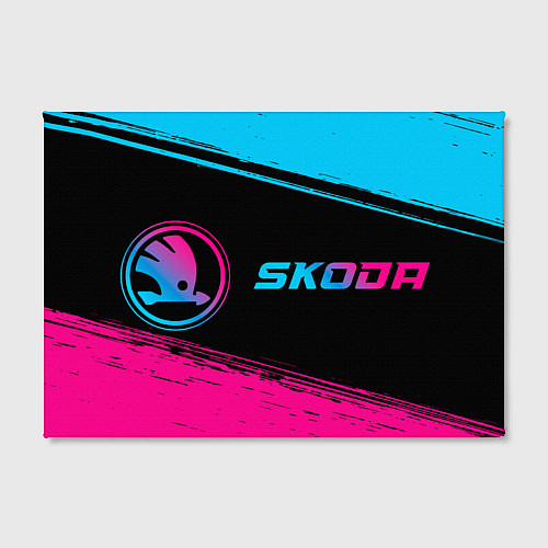 Картина прямоугольная Skoda - neon gradient: надпись и символ / 3D-принт – фото 2