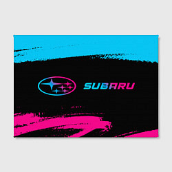 Холст прямоугольный Subaru - neon gradient: надпись и символ, цвет: 3D-принт — фото 2