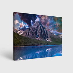 Холст прямоугольный Горы и лес у озера, цвет: 3D-принт