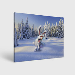 Холст прямоугольный Свирепый новогодний зайчара, цвет: 3D-принт