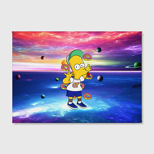 Картина прямоугольная Барт Симпсон с пончиками в космическом пространств / 3D-принт – фото 2