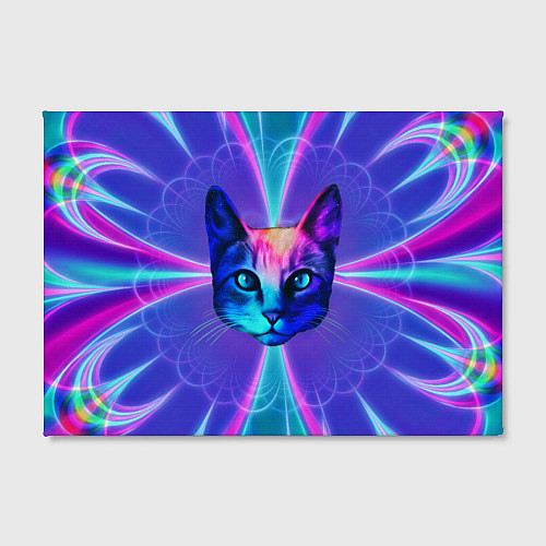 Картина прямоугольная Яркий неоновый портрет кота / 3D-принт – фото 2