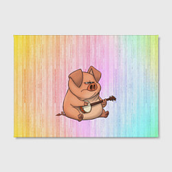 Холст прямоугольный Свинья играет на банджо, цвет: 3D-принт — фото 2