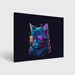 Холст прямоугольный Кот неоновый, цвет: 3D-принт