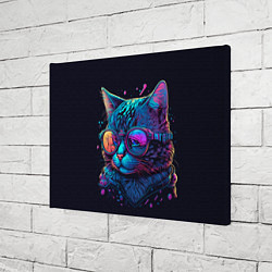 Холст прямоугольный Кот неоновый, цвет: 3D-принт — фото 2