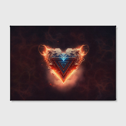 Картина прямоугольная Каменное сердце в неоновом красном электрическом с / 3D-принт – фото 2