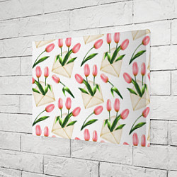 Холст прямоугольный Тюльпаны в конвертах - паттерн, цвет: 3D-принт — фото 2