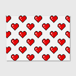 Холст прямоугольный Сердца в стиле пиксель-арт, цвет: 3D-принт — фото 2