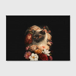 Холст прямоугольный Милый котик окружённый цветами, цвет: 3D-принт — фото 2