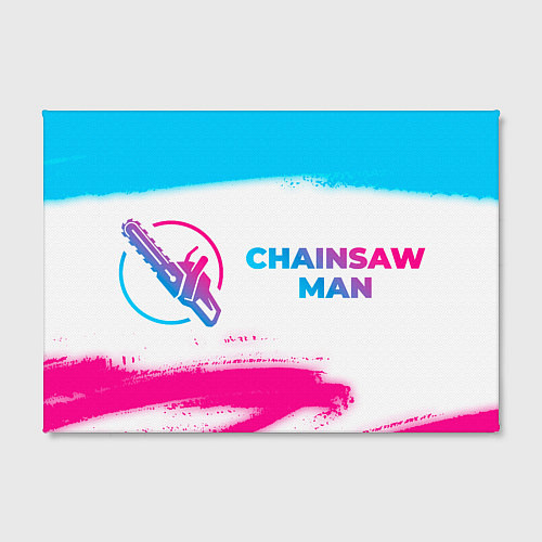Картина прямоугольная Chainsaw Man neon gradient style: надпись и символ / 3D-принт – фото 2