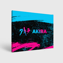 Холст прямоугольный Akira - neon gradient: надпись и символ, цвет: 3D-принт