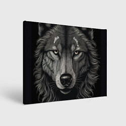 Холст прямоугольный Волк в стиле тату, цвет: 3D-принт