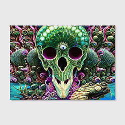 Холст прямоугольный Череп аквамарин, цвет: 3D-принт — фото 2