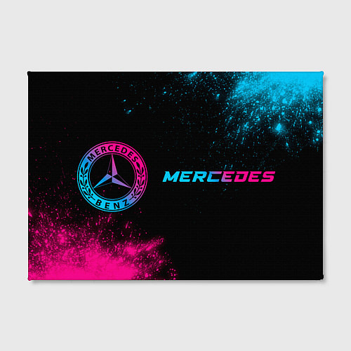 Картина прямоугольная Mercedes - neon gradient: надпись и символ / 3D-принт – фото 2